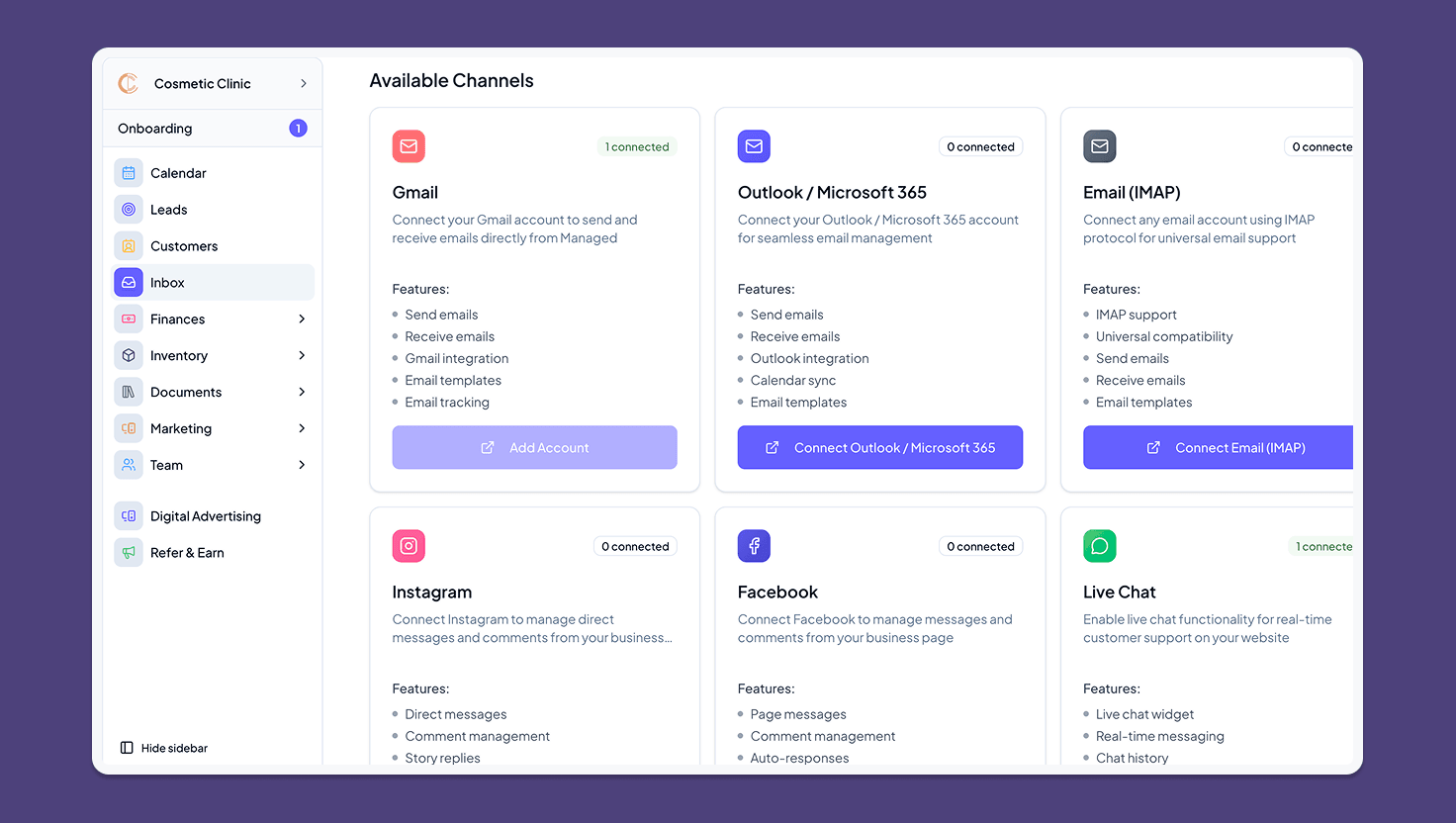 Unified inbox preview