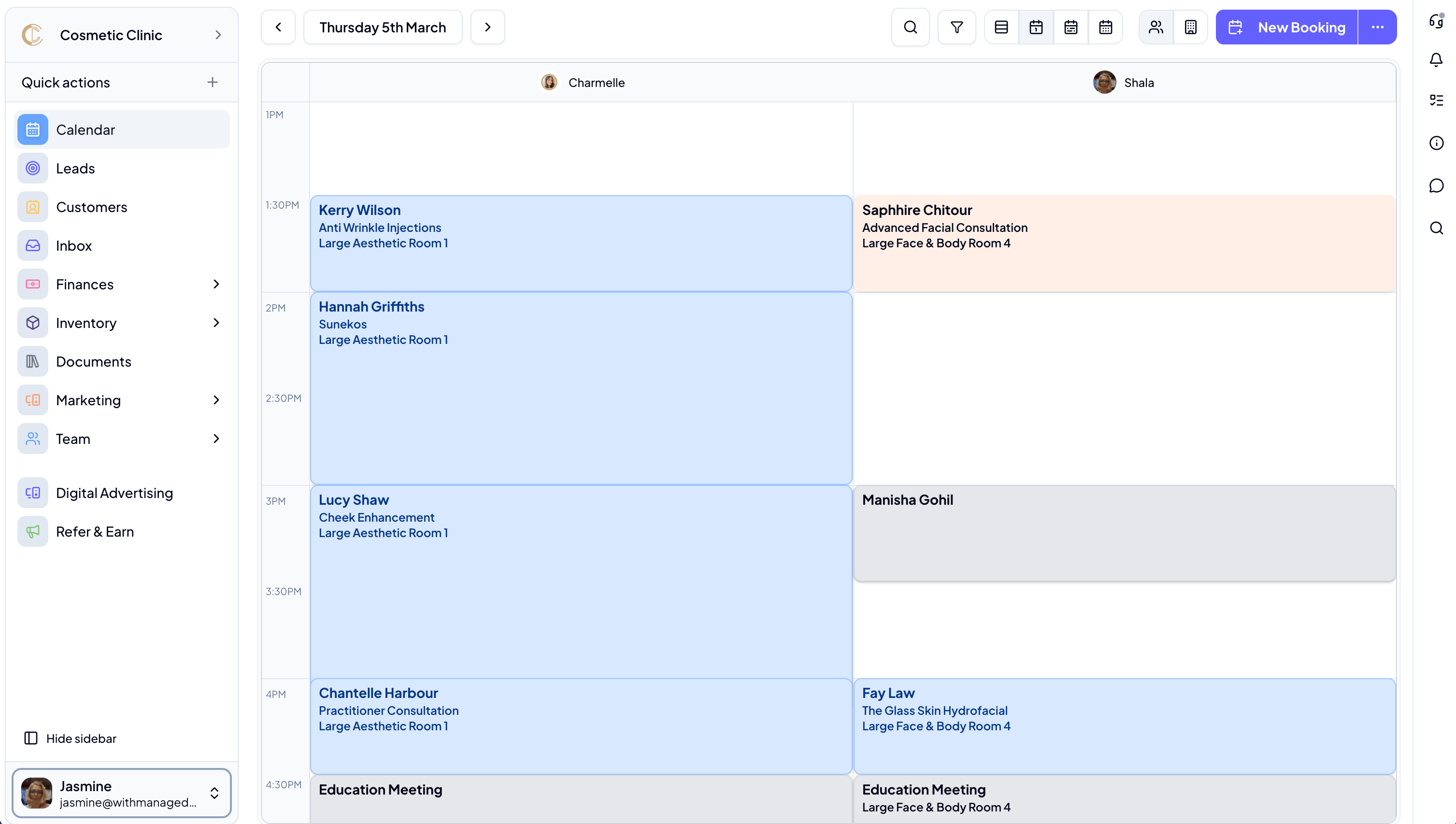 Illustrative Managed scheduling screen